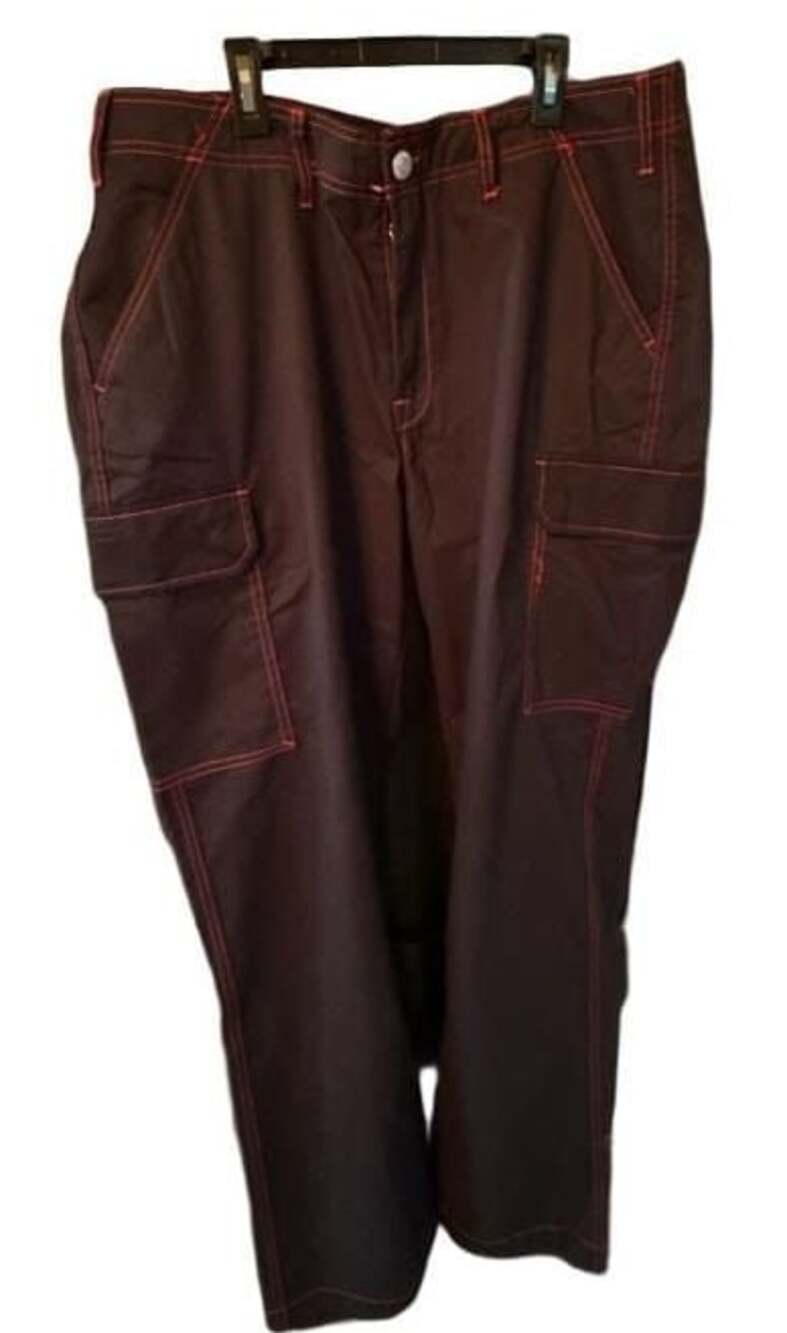 true religion black with red stitching cargo pants men